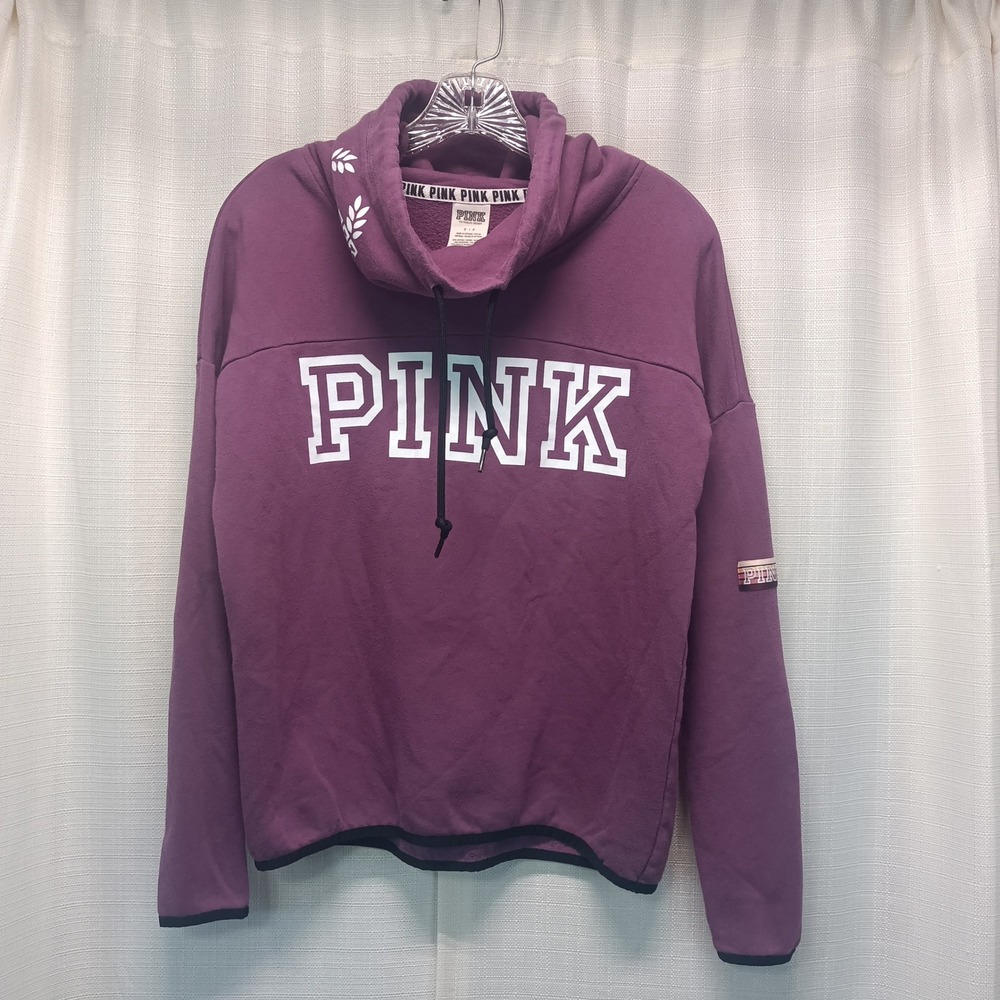Victoria's Secret PINK Cowl Neck Pullover Sweatshirt Plum Purple Small Logo